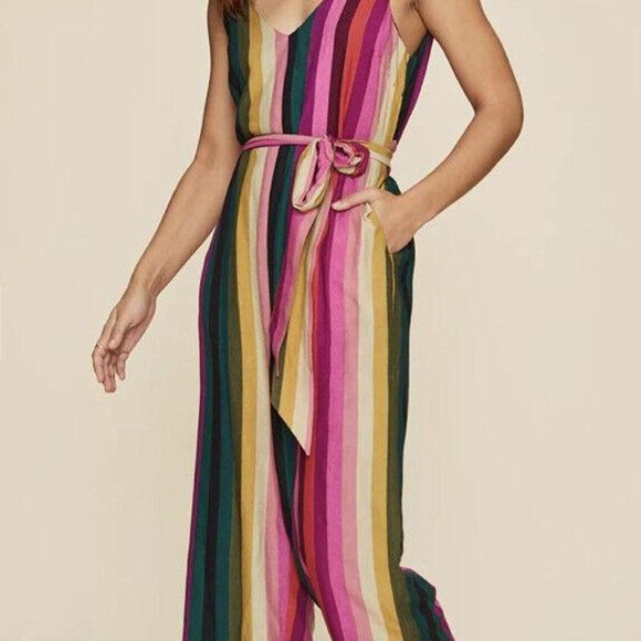LPA Womens Jumpsuit Skylar Multi-colored Stripes Extra Large NWT (DEFECT) (2-13) - Picture 4 of 8
